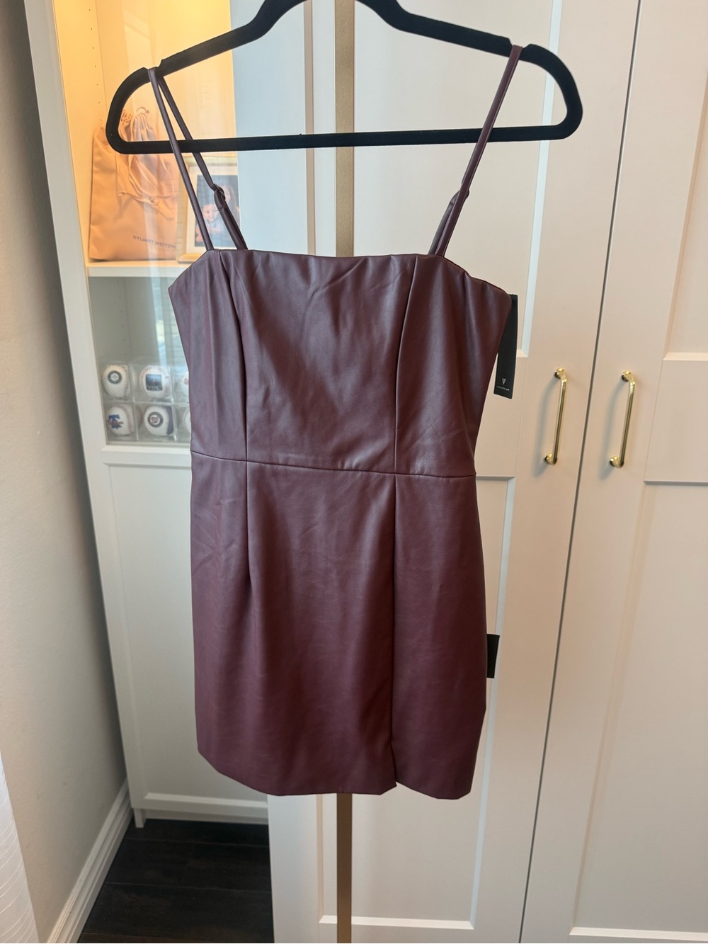 NWT! Lulu's Wine Faux Leather Slip Dress with Spaghetti Straps